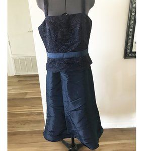 KM Collection Lace taffeta narrow strap cocktail